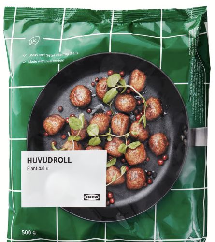 HUVUDROLL frozen plant balls — packaged product, not a complete restaurant meal